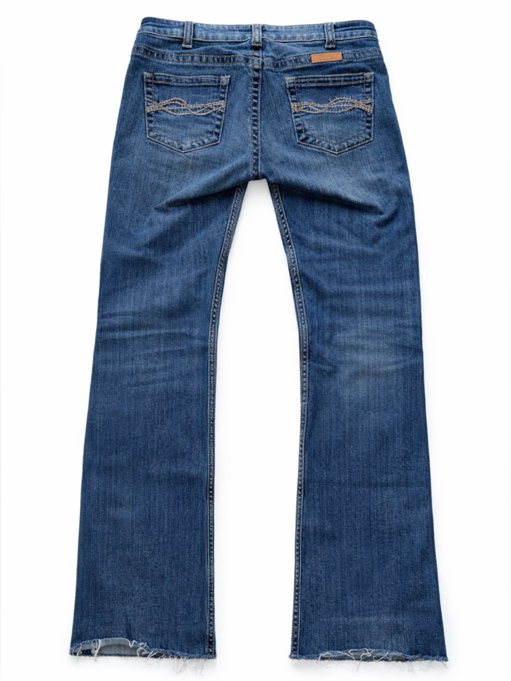 Cowgirl Tuff Co. Don’t Fence Me In Bootcut Raw Hem Distressed Jeans Size 29 x 34 - Picture 2 of 6